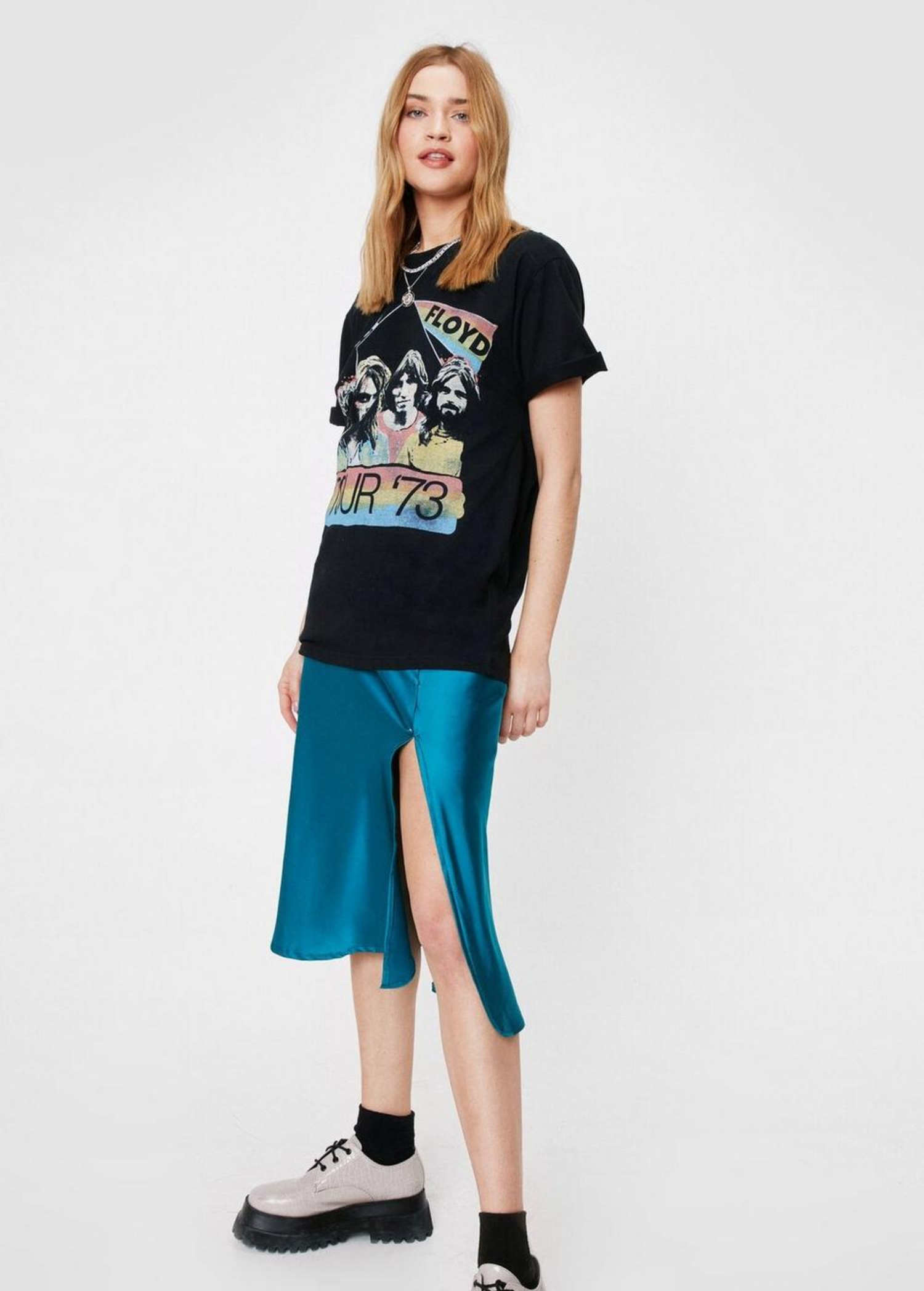 Multiple Color Women Casual Satin Midi Skirt with Slit Summer Skirt 2022