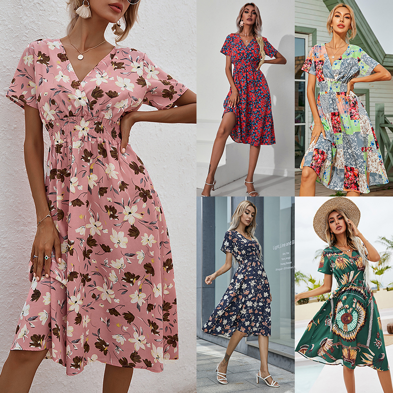 2022 Wholesale Custom Fashion Long Sleeves Bodycon Women Clothes Flower Women'S Dress Elegant Casual Dresses